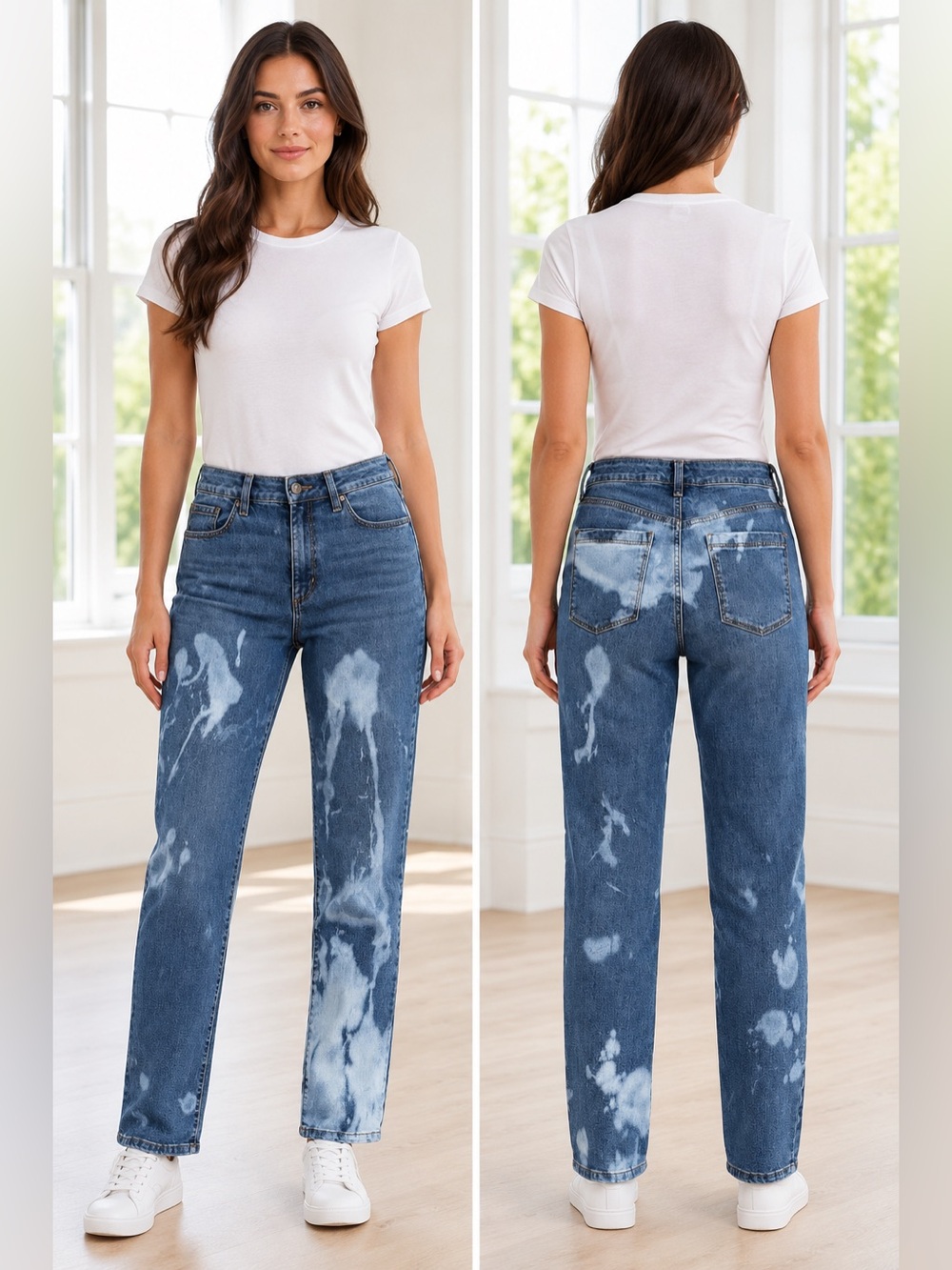 Bandolino Amy Women’s Size 10 Bleach Splatter Straight Leg Jeans